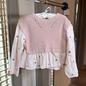 Zara Soft Pink Knit Vest and Shirt Combo